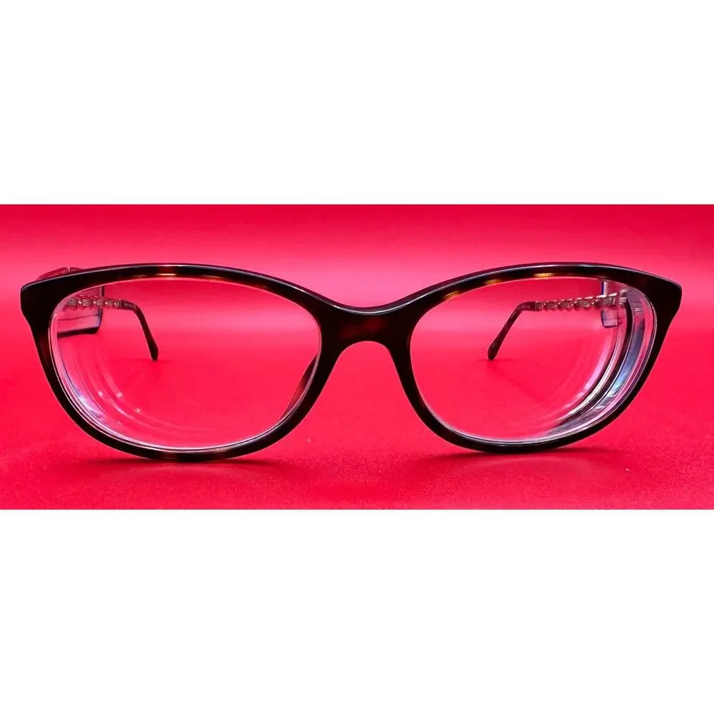 Chanel 3221-Q Gold Tone Intertwine Chain Link Tortoise 51-15-135 Eye Glasses